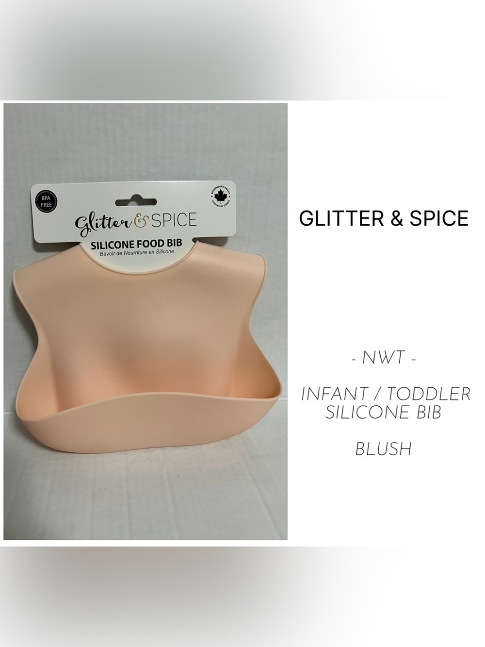GLITTER & SPICE - NWT - BLUSH SILICONE BIB